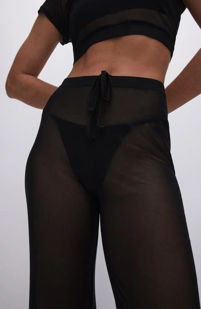 Good American Animal Print Mesh Wide Leg Pant In Black001