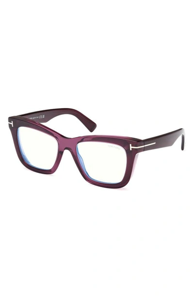 Shop Tom Ford 52mm Square Blue Light Blocking Glasses In Shiny Violet