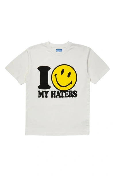 Shop Market Smiley® Haters Cotton Graphic T-shirt In Cream