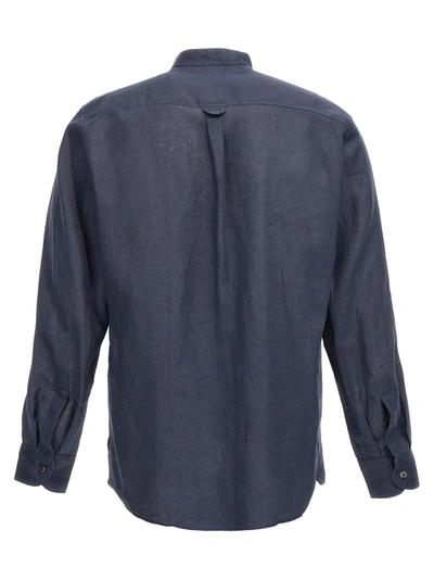 Shop Pt Torino Linen Shirt Shirt, Blouse Blue