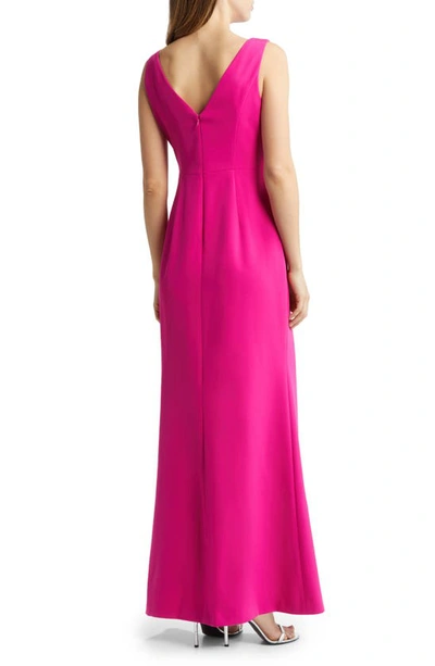 Eliza J Ruffle Front Gown In Fuchsia