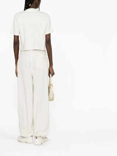 Off-white Embossed-pattern Cotton T-shirt In Neutrals