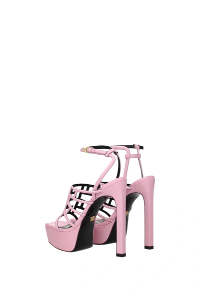 Shop Versace Sandals Leather Pink Candy Rose