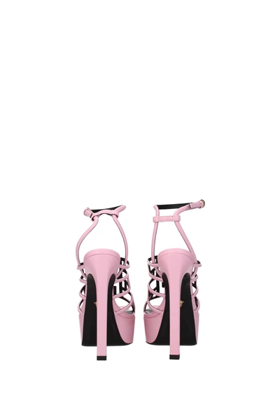 Shop Versace Sandals Leather Pink Candy Rose