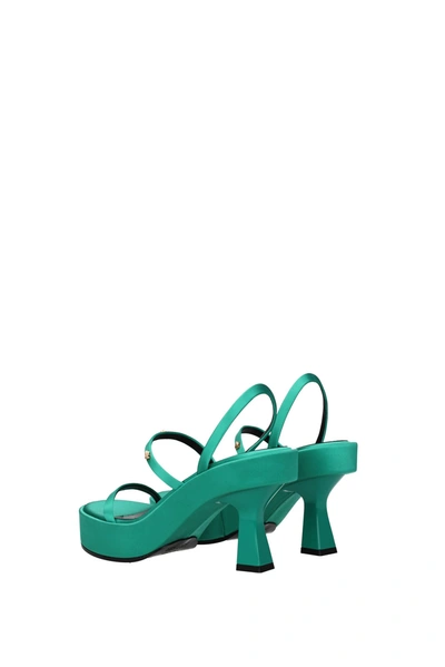 Shop Versace Sandals Satin Green Turquoise