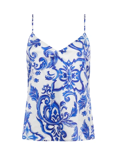 L Agence Jane Camisole Tank In White Multi Mediterranean Toile