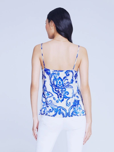 L Agence Jane Camisole Tank In White Multi Mediterranean Toile