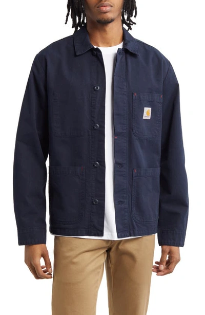 Shop Carhartt Wesley Cotton Button-up Utility Jacket In Atom Blue