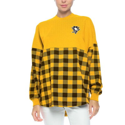 Shop Fanatics Branded Gold Pittsburgh Penguins Buffalo Check Long Sleeve T-shirt