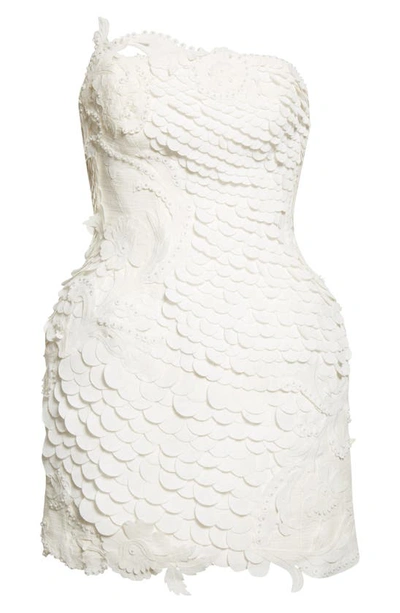 Shop Zimmermann Tama Filigree Cotton & Linen Strapless Minidress In Ivory