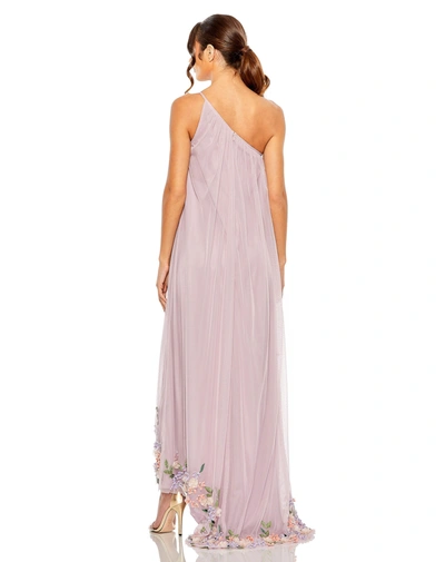Shop Mac Duggal One Shoulder Trapeze Embellished High Low Gown In Orchid Multi