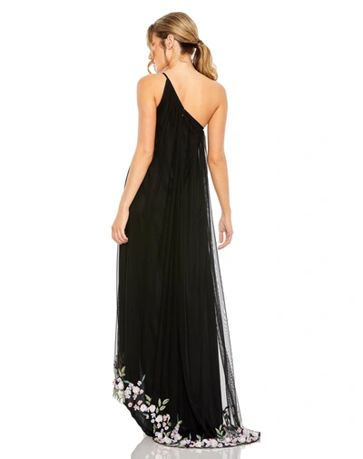 Shop Mac Duggal One Shoulder Trapeze Embellished High Low Gown In Black