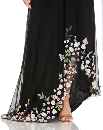 Shop Mac Duggal One Shoulder Trapeze Embellished High Low Gown In Black