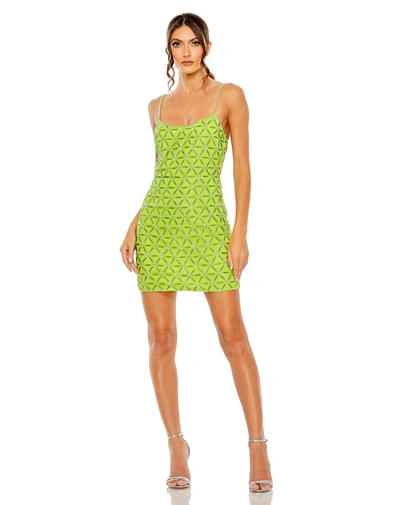 Shop Mac Duggal Scoop Neck Embellished Mini Dress In Apple Green