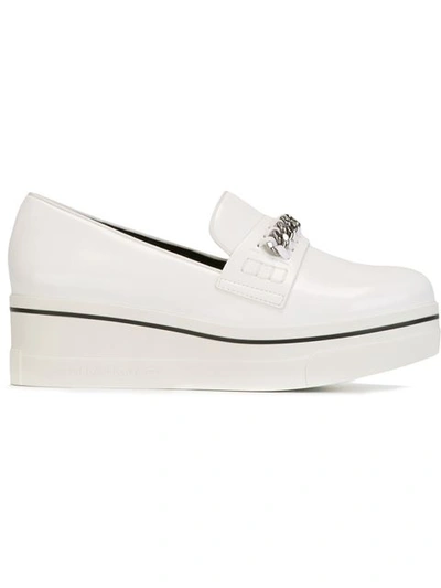 Stella Mccartney Embellished Faux Leather Platform Slip-on Trainers In White