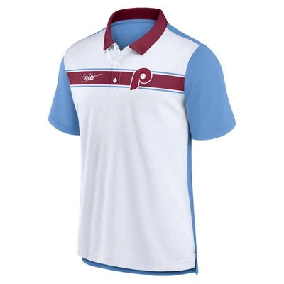 Nike Men's White, Light Blue Philadelphia Phillies Rewind Stripe Polo Shirt  In White,light Blue