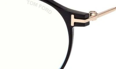 Shop Tom Ford 52mm Round Blue Light Blocking Glasses In Matte Black