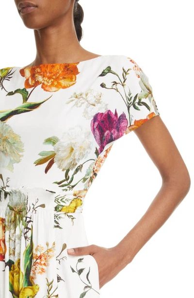 Shop Erdem Fraser Floral Print Cap Sleeve Dress In White/ Multi