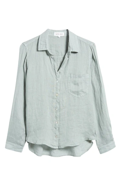 Bella Dahl Garment Dyed Linen Button-up Shirt In Oasis Green