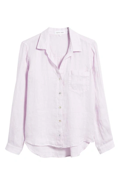 Shop Bella Dahl Garment Dyed Linen Button-up Shirt In Pale Purple
