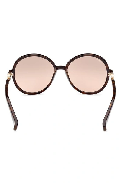 Shop Max Mara 58mm Mirrored Round Sunglasses In Dark Havana / Brown Mirror