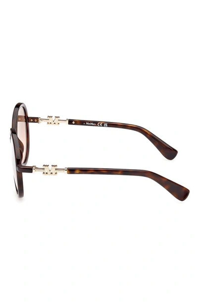 Shop Max Mara 58mm Mirrored Round Sunglasses In Dark Havana / Brown Mirror