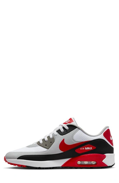 Shop Nike Air Max 90 Sneaker In White/ Red/ Black/ Pewter Grey