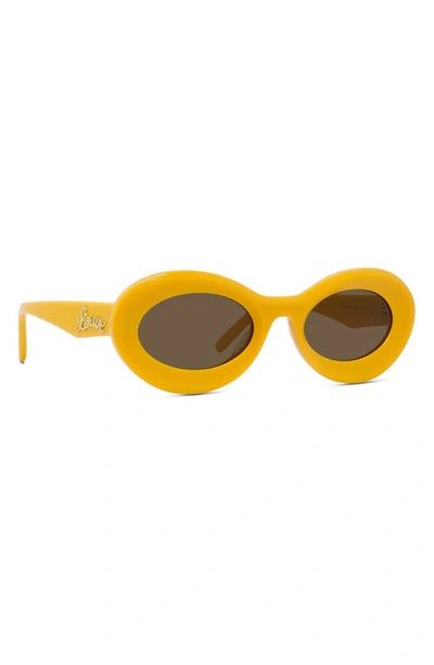Shop Loewe X Paula's Ibiza Small 50mm Oval Sunglasses In Shiny Yellow / Brown