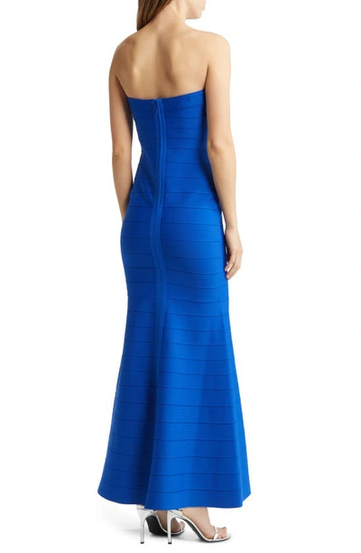 Shop Bebe Strapless Bandage Gown In Royal