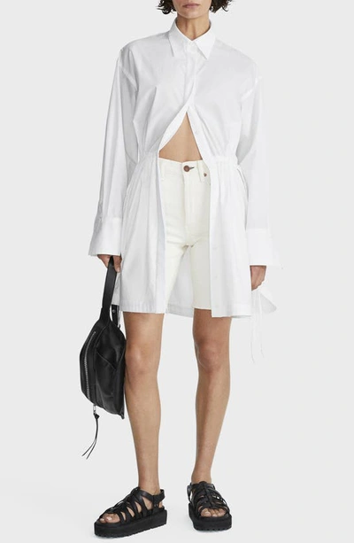 Shop Rag & Bone Fiona Long Sleeve Cotton Poplin Shirtdress In White