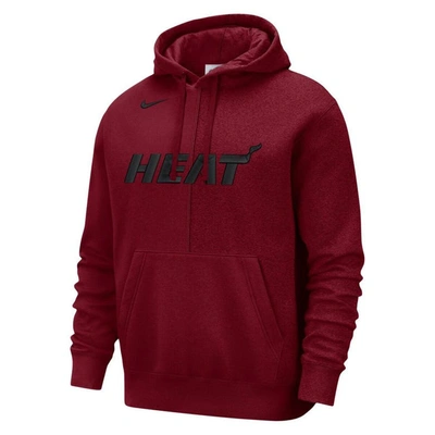 Nike Men's Miami Heat Red Courtside Fleece Pullover Hoodie, Medium