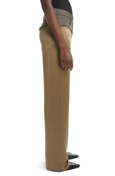 Givenchy Oversized Jeans In Mixed Denim And Viscose In Dark Khaki
