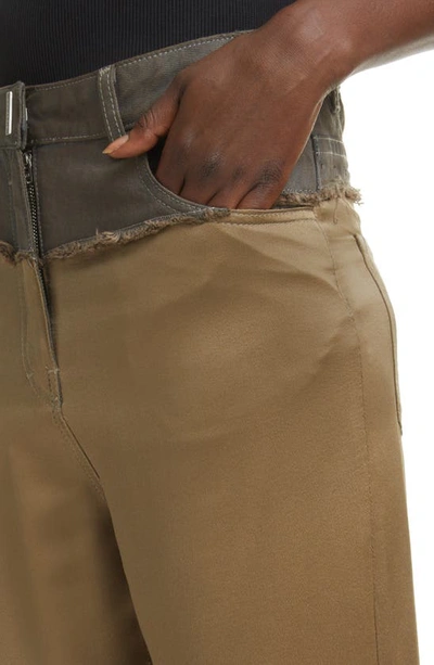 Shop Givenchy Big Mix Denim & Khaki Pants In Dark Khaki