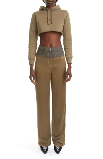 Shop Givenchy Big Mix Denim & Khaki Pants In Dark Khaki