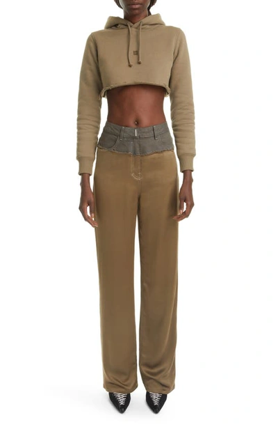Givenchy Oversized Jeans In Mixed Denim And Viscose In Dark Khaki