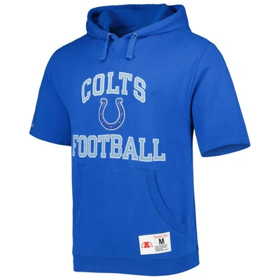 Shop Mitchell & Ness Royal Indianapolis Colts Washed Short Sleeve Pullover Hoodie