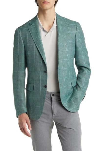 Canali Windowpane Wool, Silk & Linen Sport Coat In Green