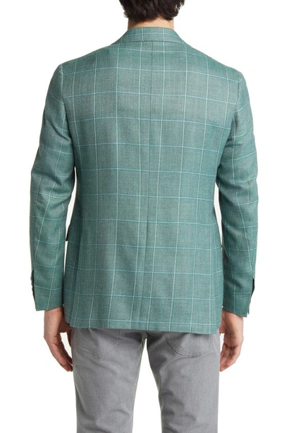 Canali Windowpane Wool, Silk & Linen Sport Coat In Green