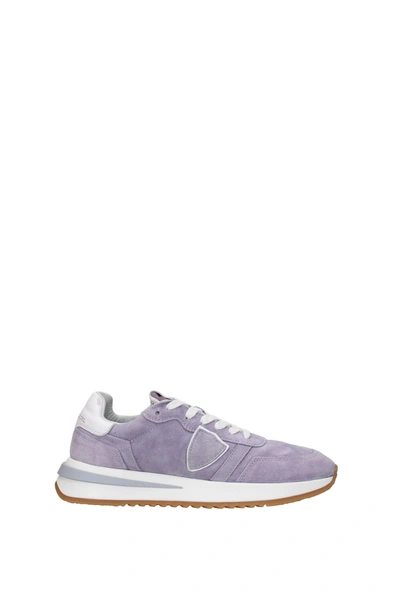 Shop Philippe Model Sneakers Tropez 2.1 Ortholite Suede Violet Lilac