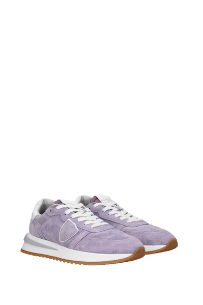 Shop Philippe Model Sneakers Tropez 2.1 Ortholite Suede Violet Lilac