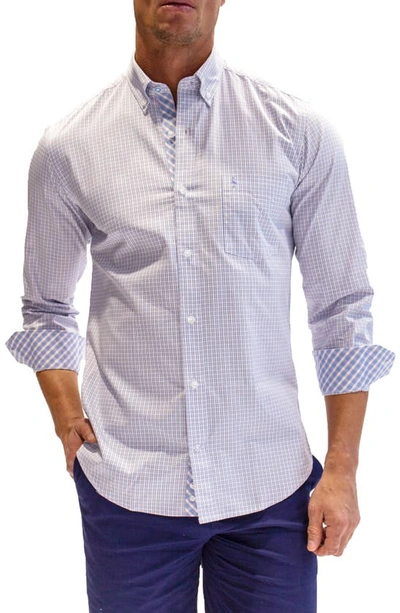 Shop Tailorbyrd Heritage Check Print Long Sleeve Cotton Button-down Shirt In White
