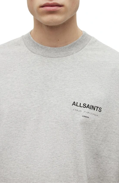 Shop Allsaints Underground Oversize Organic Cotton Graphic T-shirt In Grey Marl