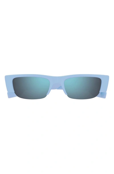 Shop Alexander Mcqueen 54mm Rectangular Sunglasses In Light Blue