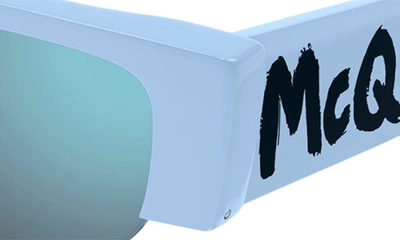 Shop Alexander Mcqueen 54mm Rectangular Sunglasses In Light Blue