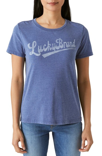 Shop Lucky Brand Lucky Ivy Arch Graphic T-shirt In True Navy