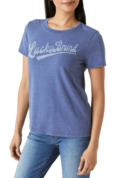 Shop Lucky Brand Lucky Ivy Arch Graphic T-shirt In True Navy