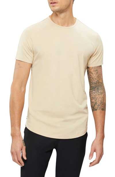 Shop Cuts Ao Curve Hem Cotton Blend T-shirt In Sandstone