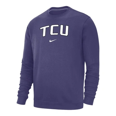 Shop Nike Heather Gray Tcu Horned Frogs Arch Club Fleece Pullover Sweatshirt In Purple