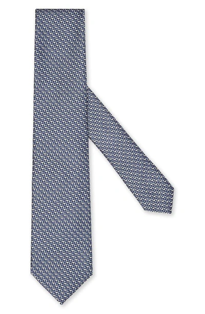 Shop Zegna Light Blue Macroarmature Silk Tie