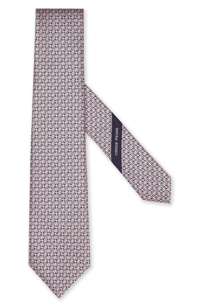 Shop Zegna Cinque Pieghe Medallion Silk Tie In Pink